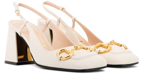 gucci horsebit heels white|Gucci slingbacks heels.